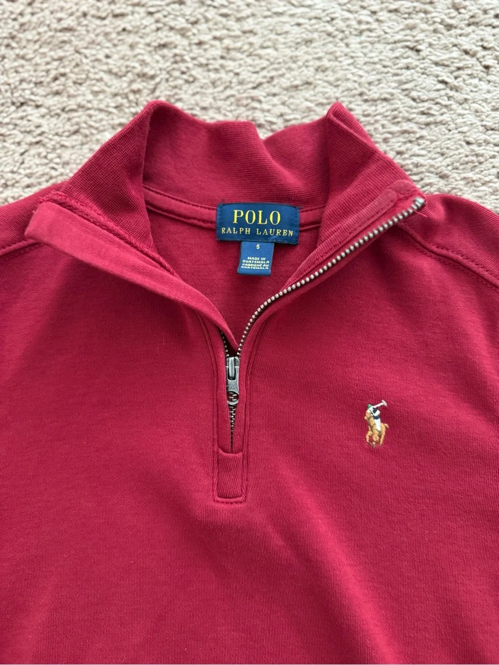 Polo Ralph Lauren Red Quarter-Zip Sweatshirt